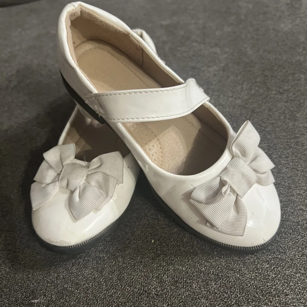 White Bow Mary Jane Flats Girls Toddler Kids Shoes‎ Size 13 Easter / Wedding
